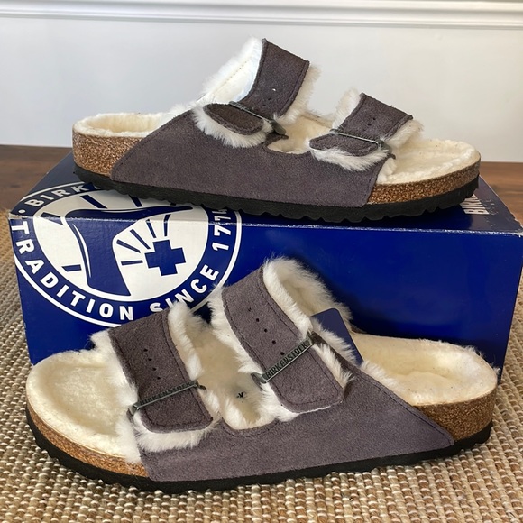 Birkenstock Shoes - Birkenstock Arizona Shearling Stormy Gray asst go